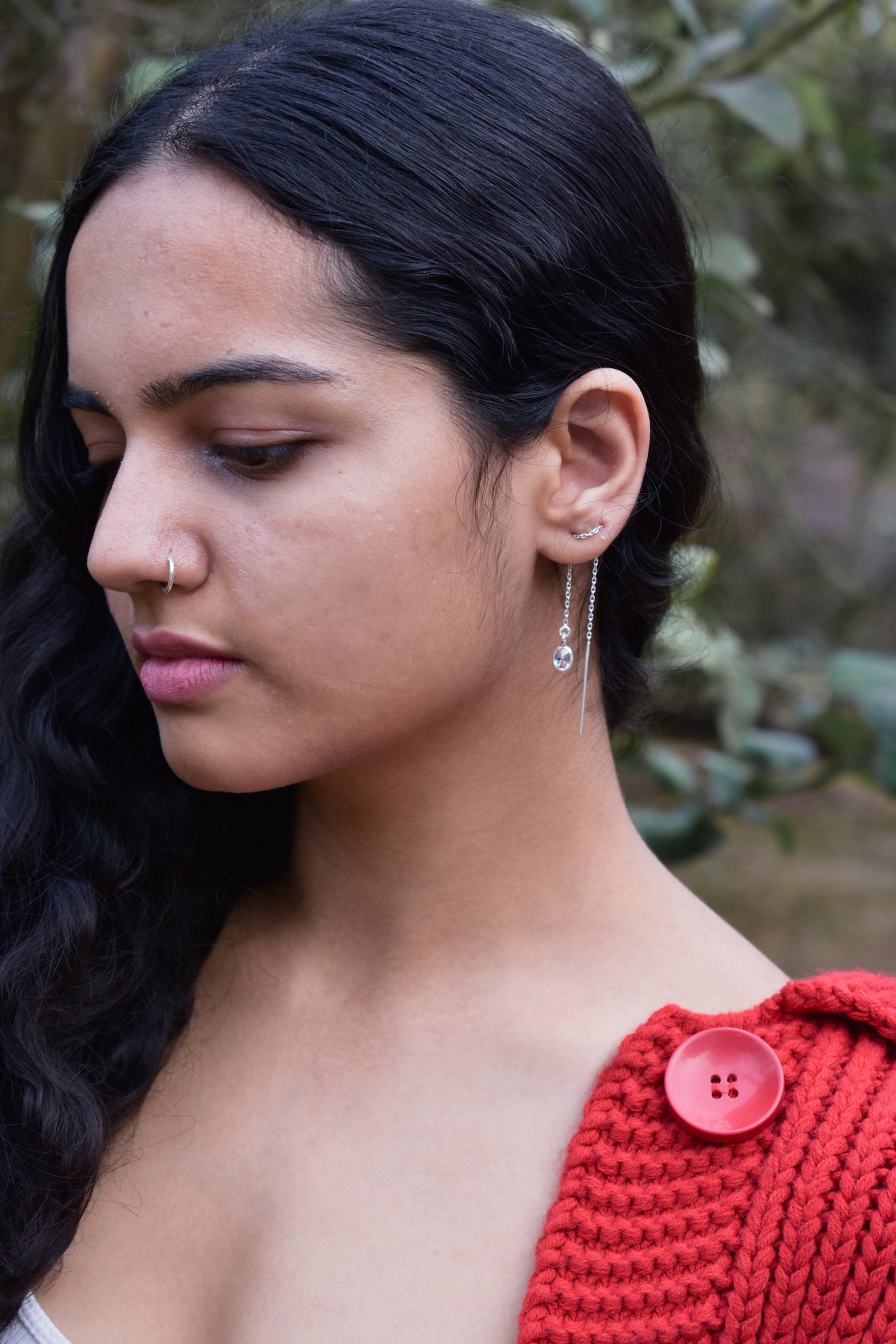 Crystal Clarities threader earring